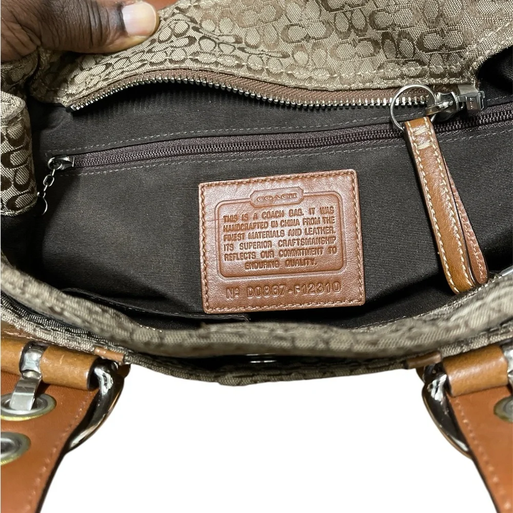 Coach soho signature brown monogram leather shoulder bag